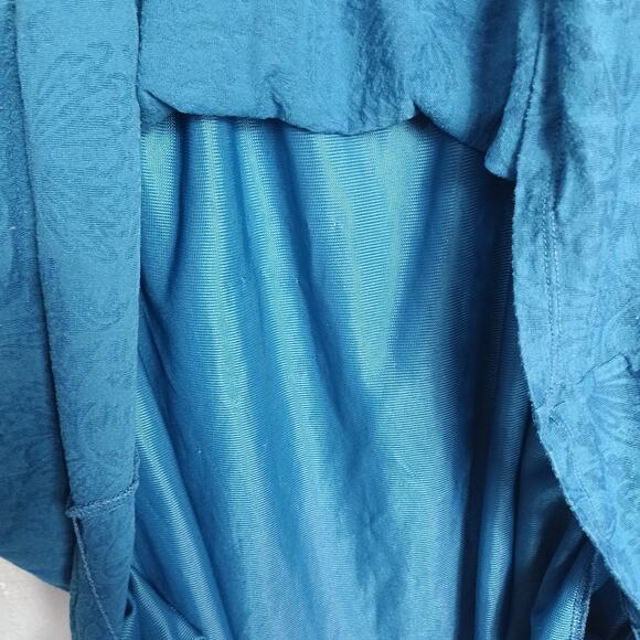 JUST MY SIZE Womens 4X (26W/28W) Blue Green Tunic Top Blouse Lace Sleeves Flowy‎ - Picture 7 of 10